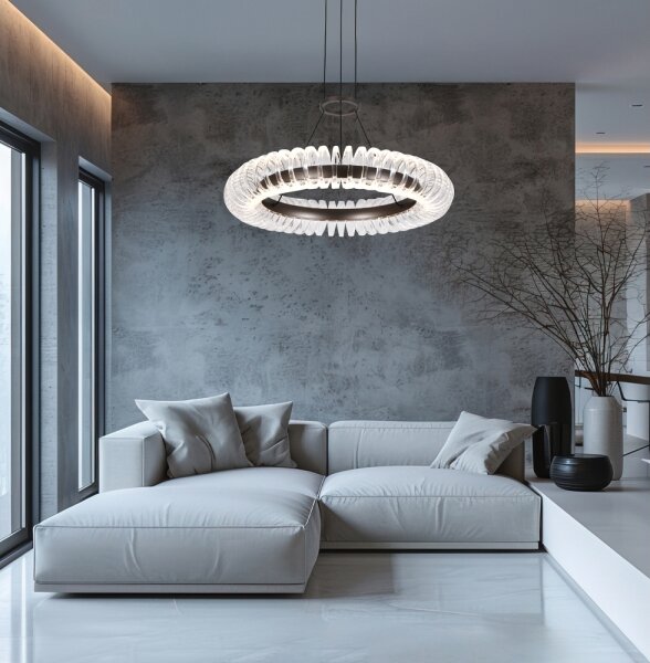 LED luster na lanku ALBA LED/39W/230V sivá/číra