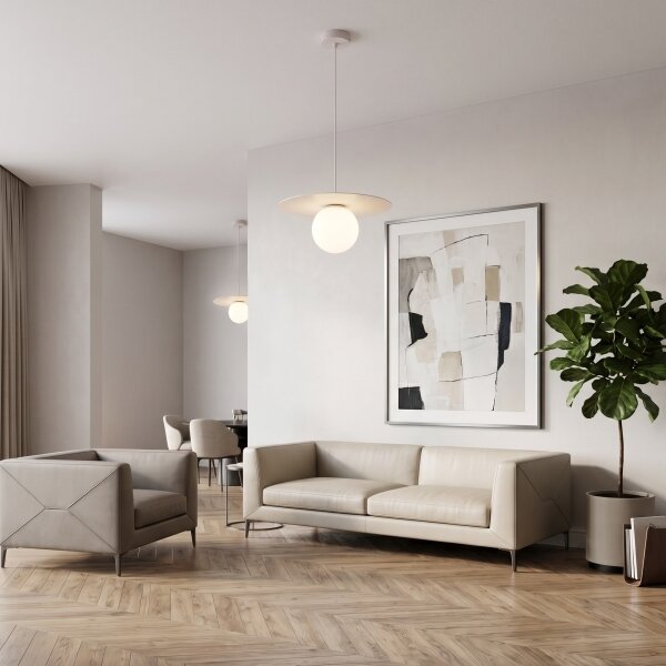 Závesný luster FLAT na lanku 1xE27/15W/230V krémový
