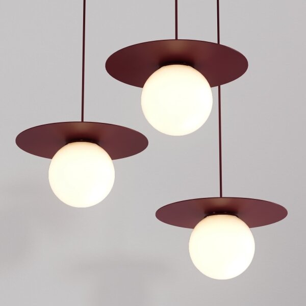 Závesný luster FLAT 3xE27/15W/230V bordový