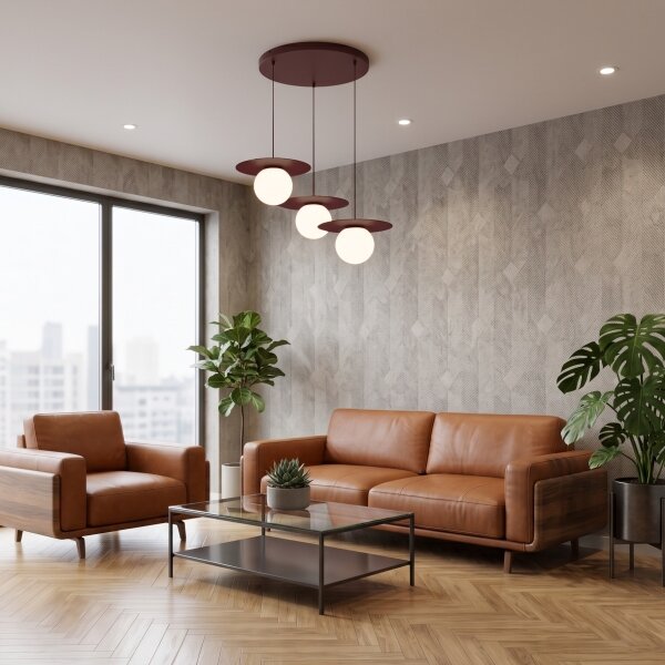 Závesný luster FLAT 3xE27/15W/230V bordový