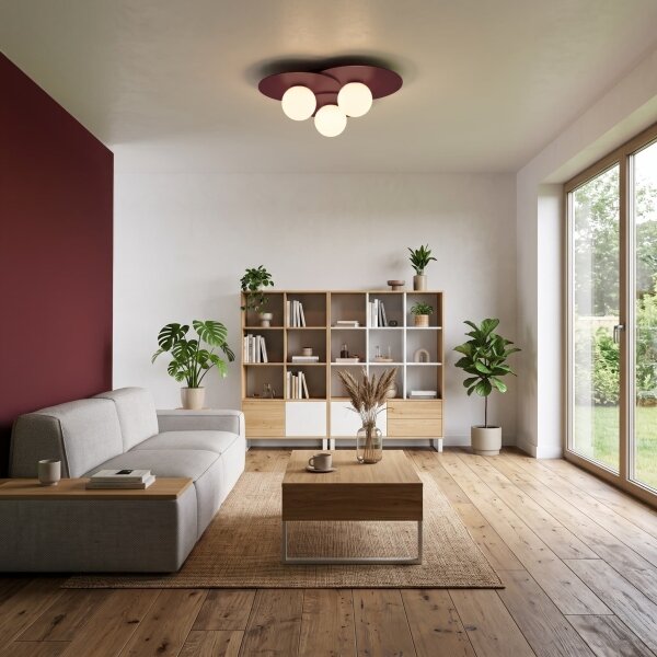 Stropné svietidlo FLAT 3xE27/15W/230V 55x60 cm bordové