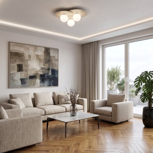 Stropné svietidlo FLAT 3xE27/15W/230V 55x60 cm béžové