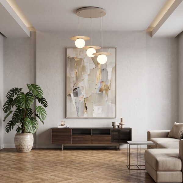 Luster na lanku FLAT 3xE27/15W/230V béžová