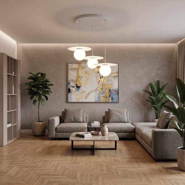Závesný luster na lanku FLAT 3xE27/15W/230V biela