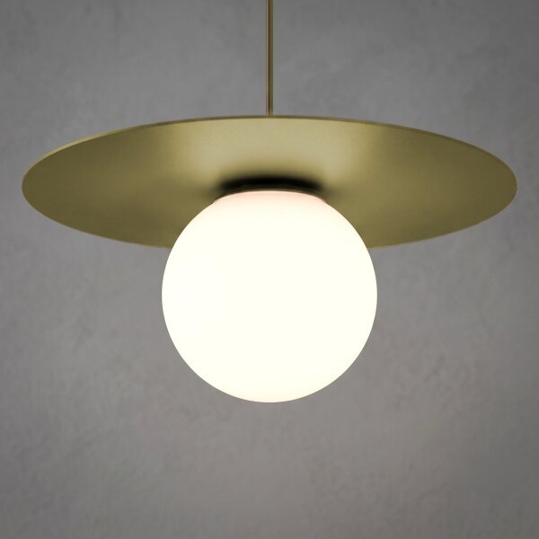 Závesný luster FLAT na lanku 1xE27/15W/230V, zlatý