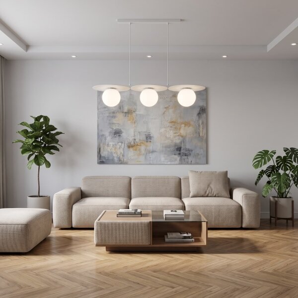Luster na lanku FLAT 3xE27/15W/230V biela