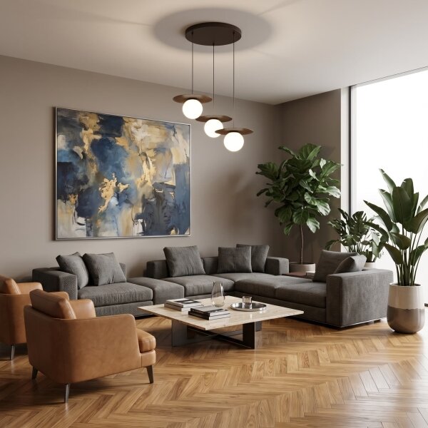 Závesné svietidlo na lankách FLAT 3xE27/15W/230V hnedé