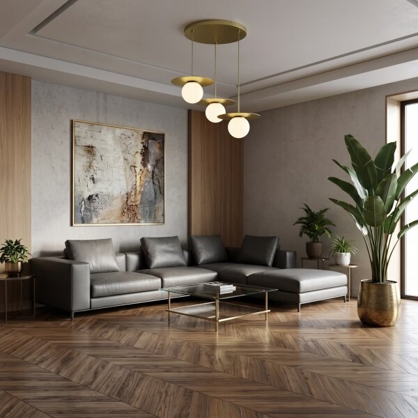 Závesný luster na lanku FLAT 3xE27/15W/230V zlatý