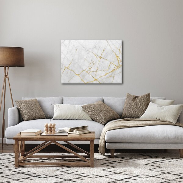 Obraz - Bielo-zlatý mramor (70x50 cm)