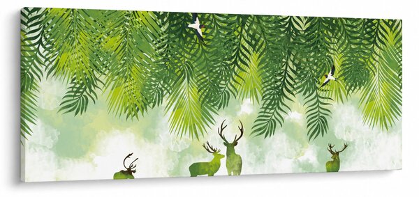 Obraz - Jelene v lese (120x50 cm)