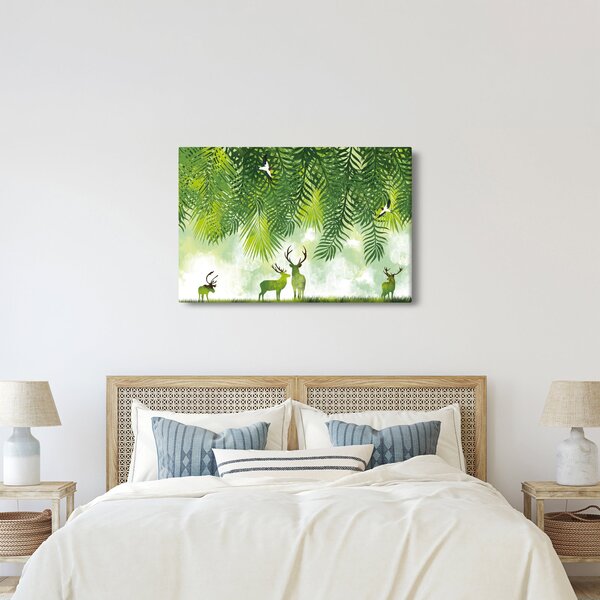 Obraz - Jelene v lese (90x60 cm)