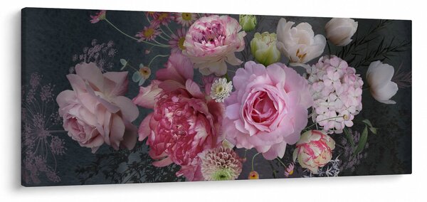 Obraz - Záhradné kvety (120x50 cm)
