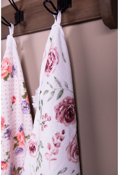 Kuchynský froté uterák s ružami Rustic Rose - 40*66 cm - Clayre & Eef