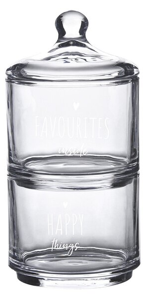 Úložná transparentná nádoba dóza s viečkom a srdiečkom Favourites Happy - Ø 10*21 cm - Clayre & Eef