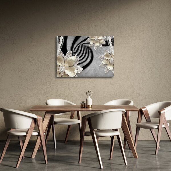Obraz - 3D zlaté kvety (70x50 cm)