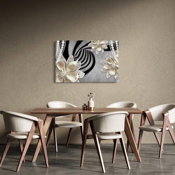 Obraz - 3D zlaté kvety (90x60 cm)