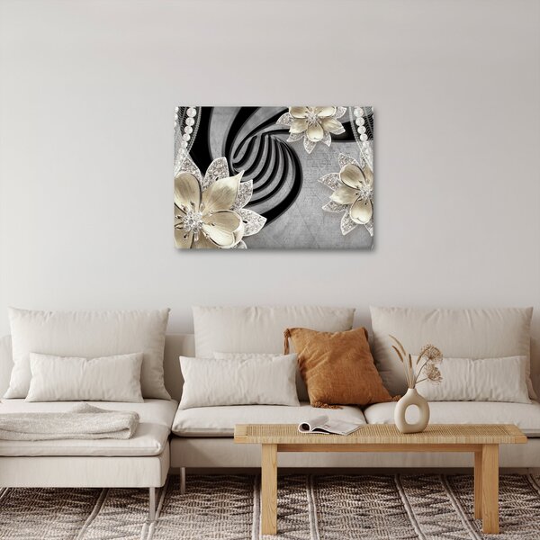 Obraz - 3D zlaté kvety (70x50 cm)