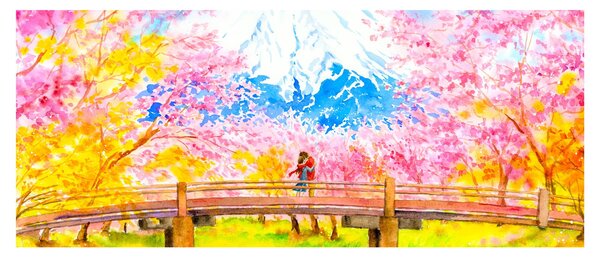 Obraz - Maľovaný pár, aquarel (120x50 cm)