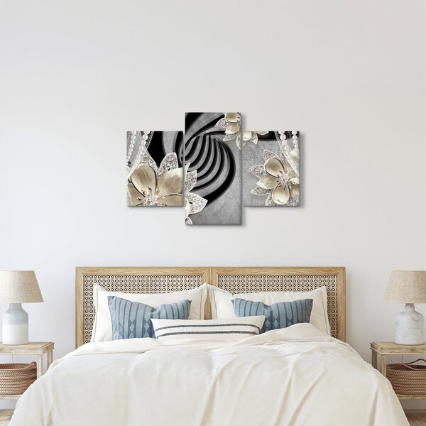Obraz - 3D zlaté kvety (90x60 cm)
