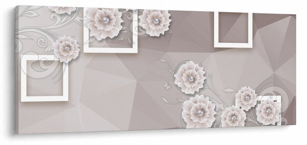 Obraz s béžovými kvetmi (120x50 cm)