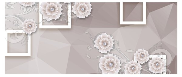 Obraz s béžovými kvetmi (120x50 cm)
