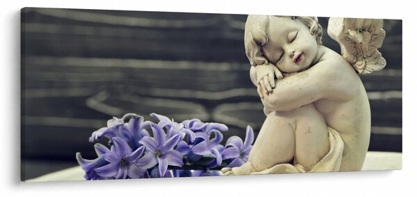 Obraz anjelika s kvetinou (120x50 cm)