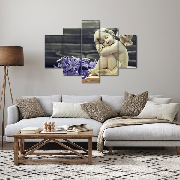 Obraz anjelika s kvetinou (150x105 cm)