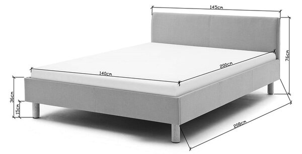 Modrá/sivá čalúnená dvojlôžková posteľ bez roštu 140x200 cm Lena – Meise Möbel