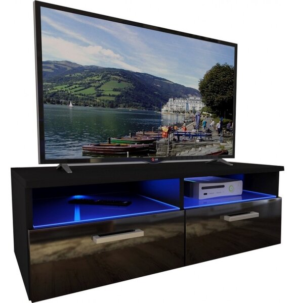 Moderný TV stolík Karel RTV-6 + LED, čierny
