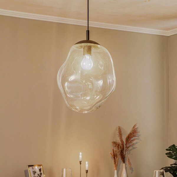 TK Lighting Sklenené závesné svietidlo Sol Ø 35 cm čierna/číra, Jasné / priehľadné, Obývacia izba / jedáleň, Sklo, Moderný, Závesné svietidlo