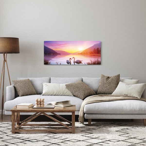 Obraz zamilovaných labutí (120x50 cm)