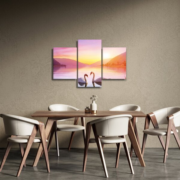 Obraz zamilovaných labutí (90x60 cm)