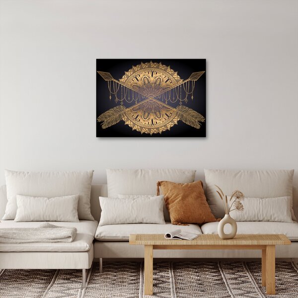 Obraz - Zlatá mandala s šípmi (70x50 cm)