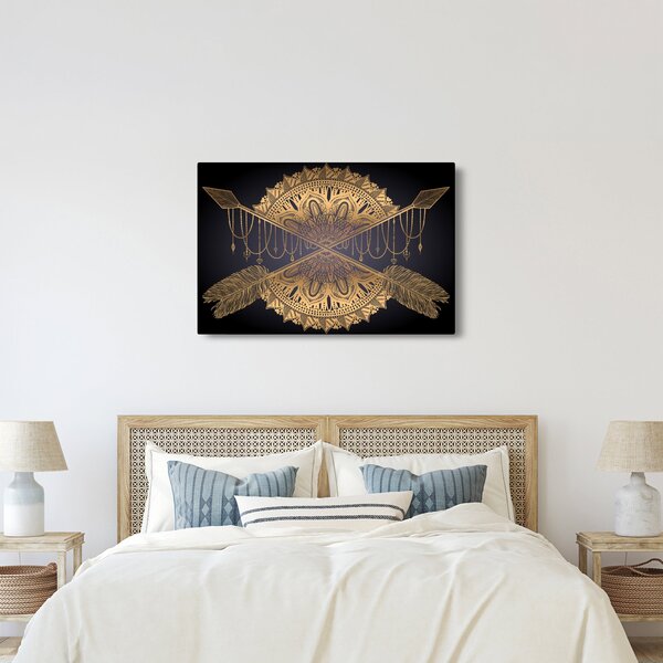 Obraz - Zlatá mandala s šípmi (90x60 cm)