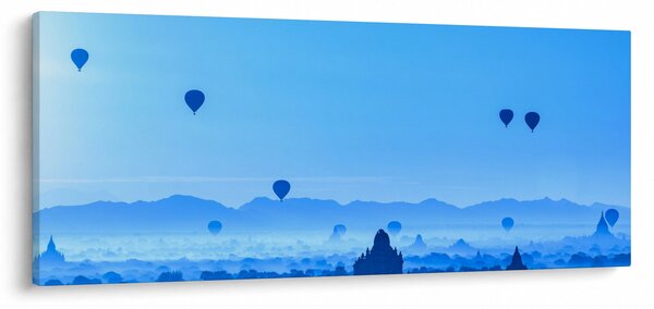 Obraz - Balóny nad krajinou (120x50 cm)