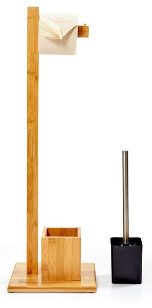 Blumfeldt WC garnitúra, vrátane toaletnej kefy, 23 × 74 × 19,5 cm, odolná proti vlhkosti, bambus