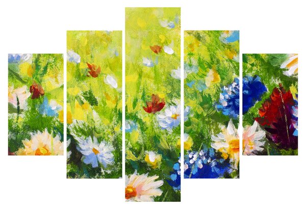 Obraz rozkvitnutej lúky, olejomaľba (150x105 cm)