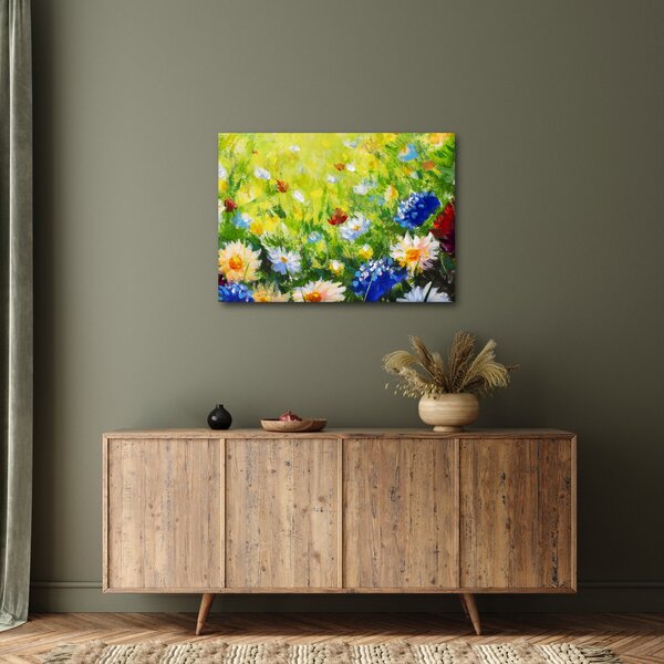 Obraz rozkvitnutej lúky, olejomaľba (70x50 cm)