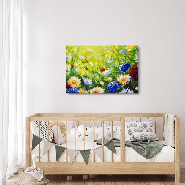Obraz rozkvitnutej lúky, olejomaľba (90x60 cm)