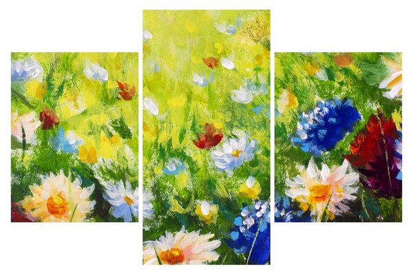 Obraz rozkvitnutej lúky, olejomaľba (90x60 cm)
