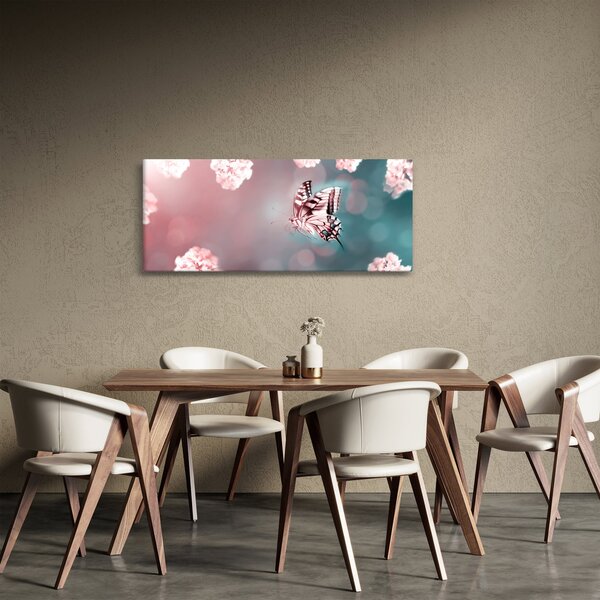 Obraz - Motýľ medzi kvetmi (120x50 cm)