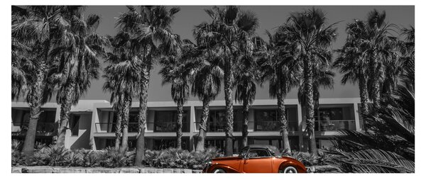 Obraz - Retro červené auto (120x50 cm)
