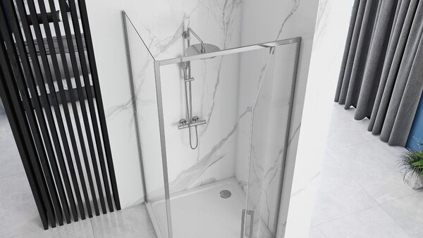 Sprchovací kút REA RAPID SWING 90/dvere x 80/zástena cm, chróm/transparent - bez vaničky