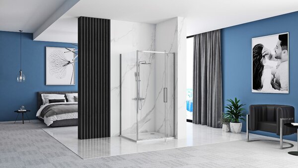 Sprchovací kút REA RAPID SWING 90/dvere x 80/zástena cm, chróm/transparent - bez vaničky