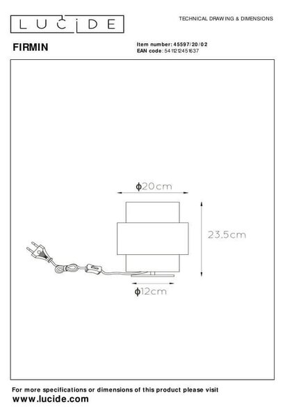 Lucide L455972002 stolná lampička FIRMIN E27