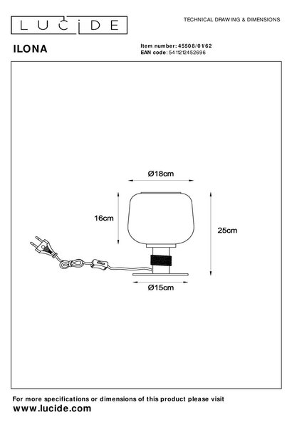 Lucide L455080162 stolná lampička ILONA E27