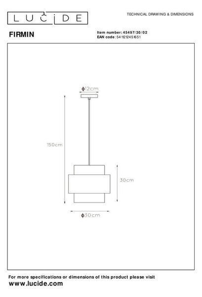 Lucide L454973002 závesné stropné svietidlo FIRMIN E27