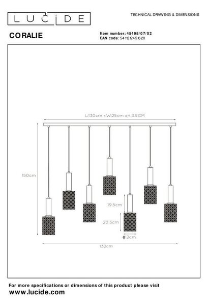 Lucide L454980702 závesné stropné svietidlo CORALIE E27