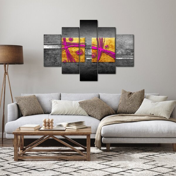 Obraz farebných štvorcov na čiernom pozadí (150x105 cm)