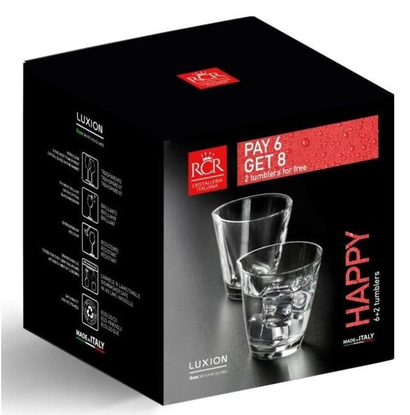 RCR HAPPY POHÁR NA WHISKY SADA 6+2KS 315 ML